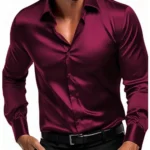 Men’s Satin Slim-Fit Dress Shirt , Business & Party Fashion