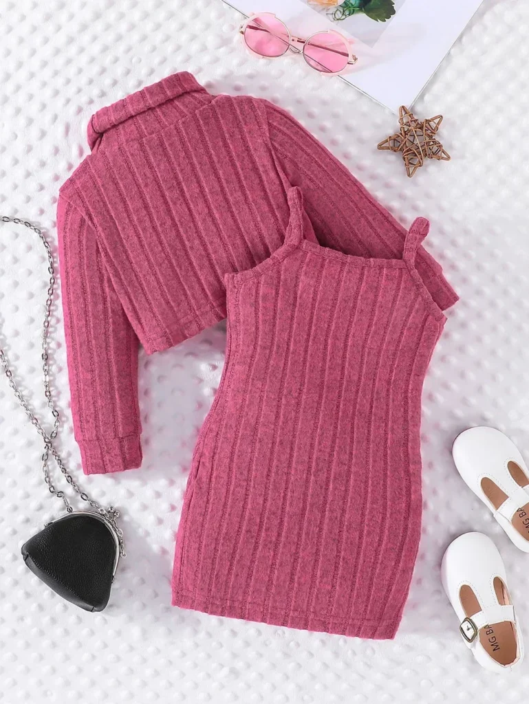 Newborn Baby Girl Striped Top & Suspenders Skirt Set - Long Sleeve Princess Dress for Kids (6 Months - 3 Years)