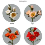 Elegant 4-Head Artificial Poppy Flower Arrangement – Yu Meiren Faux Silk Floral Decor for Living Room, Dining Table, Wedding & Hotel