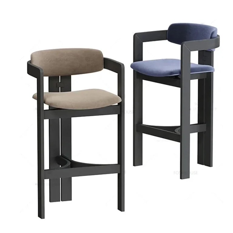Creative Solid Wood High Bar Chair – Nordic Style Dining Stool for Kitchen Island, Bar, or Reception Use