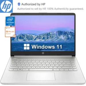 HP 14″ Business Laptop , Intel Celeron N4120, 16GB RAM, 384GB Storage (128GB eMMC + 256GB MicroSD), Windows 11, 1-Year Office 365, Silver