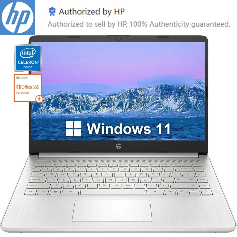 HP 14″ Business Laptop , Intel Celeron N4120, 16GB RAM, 384GB Storage (128GB eMMC + 256GB MicroSD), Windows 11, 1-Year Office 365, Silver