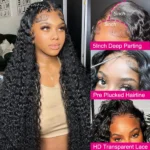 Glueless Deep Wave Lace Front Human Hair Wig , Pre-Cut Lace, Ready to Wear Wig for Women