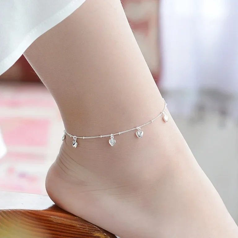 925 Sterling Silver Heart Pendant Anklet – Simple & Elegant Women’s Foot Chain Bracelet for Summer, Birthday Gift Jewelry