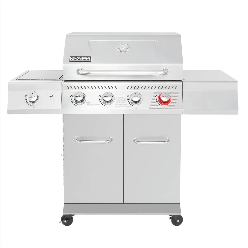 Royal Gourmet GA4402S Stainless Steel 4-Burner Propane Gas Grill with Sear Burner, 54,000 BTU Cabinet Style BBQ Grill