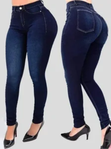 High-Waisted Shaping Jeans for Women ,Slim Fit Street Style Denim Pants