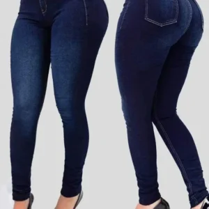 High-Waisted Shaping Jeans for Women ,Slim Fit Street Style Denim Pants