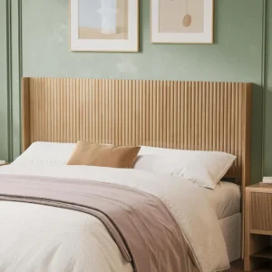 Queen Size Wall-Mounted Wooden Headboard, Modern Farmhouse Style, Rustic Wood Panel Design
