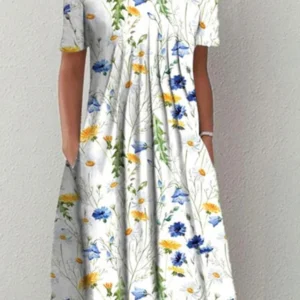 Elegant Printed Loose Casual Dress for Women – Fashion Summer Dress with Chic Pattern and Relaxed Fit