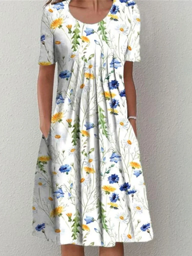 Elegant Printed Loose Casual Dress for Women – Fashion Summer Dress with Chic Pattern and Relaxed Fit