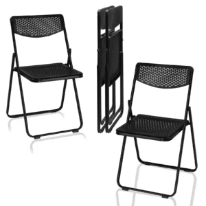 4-Pack Black Folding Chairs ,Lightweight, Stackable, and Portable Seating for Indoor/Outdoor Events, Parties, Weddings & Picnics