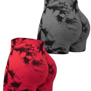 High-Waist Tie-Dye Butt-Lifting Fitness Shorts for Women , Stretchy Summer Yoga & Workout Activewear