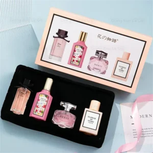 Floral Scent Perfume Gift Box for Women. 110ml 4-Piece Set | Eau De Parfum & Toilette with Pheromone Notes ,Elegant Fragrance Collection