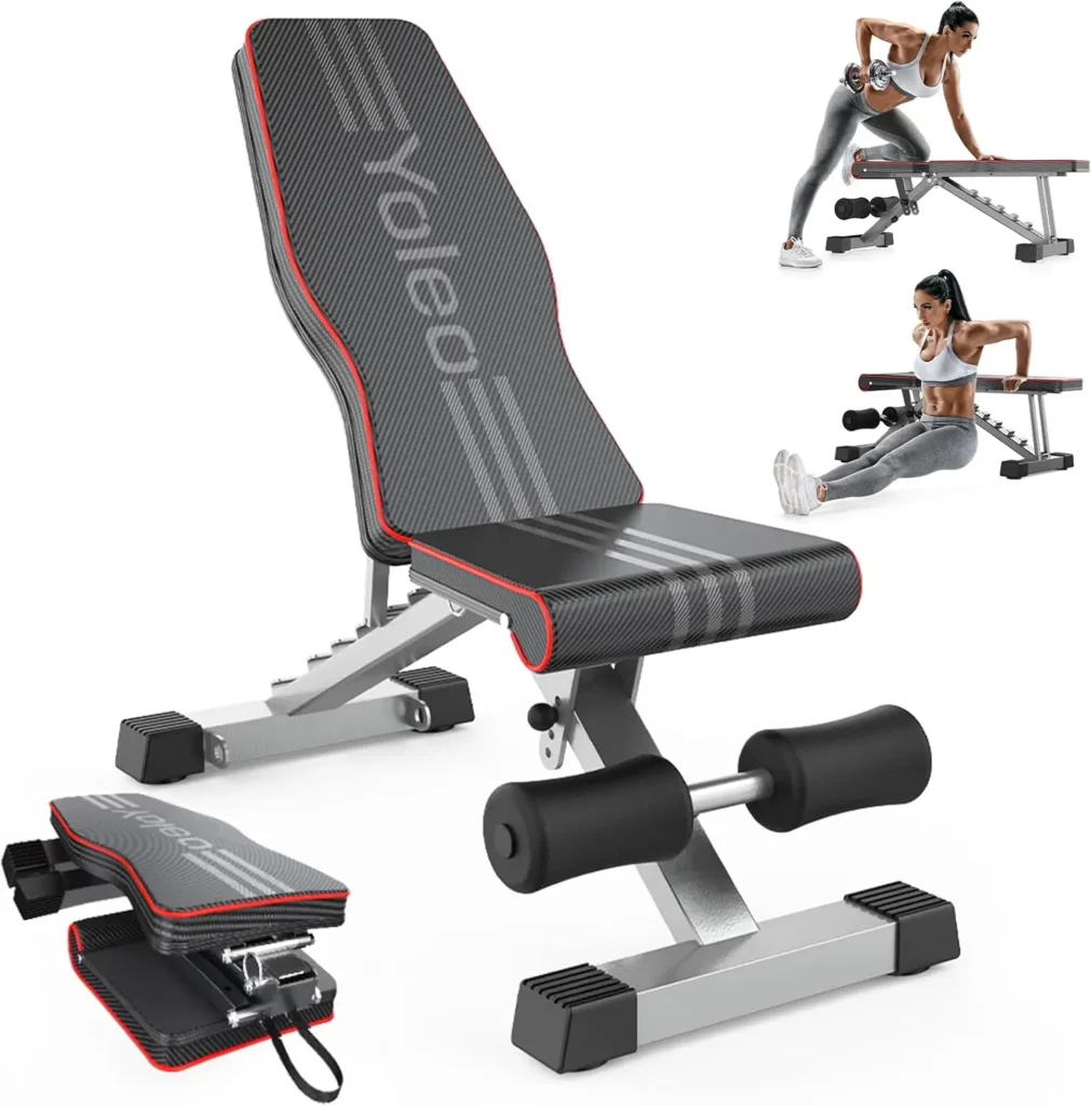 Yoleo Adjustable Weight Bench , Foldable Full Body Workout Bench for Home Gym Strength Training & Bench Press