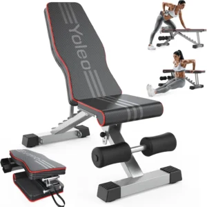 Yoleo Adjustable Weight Bench , Foldable Full Body Workout Bench for Home Gym Strength Training & Bench Press