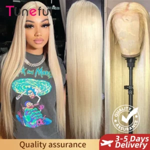 13×6 HD Transparent 613 Blonde Lace Front Human Hair Wig, Brazilian Straight Wig, Dyeable & Pre-Plucked