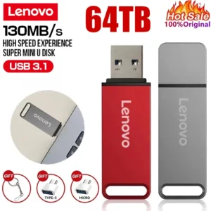 Lenovo USB 3.0 Flash Drive , 64TB High-Speed Metal Pen Drive | 16TB 8TB 2TB Options | Portable Data Storage for PC & Laptop