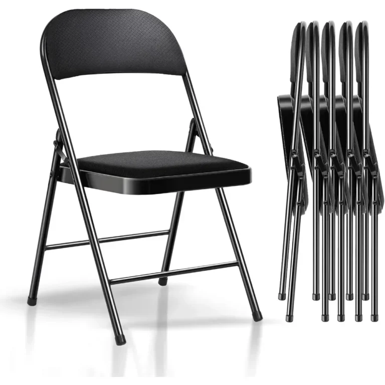 6-Pack Black Metal Padded Folding Chairs, Comfortable PU Leather Seats, 350 lbs Capacity – Stackable Seating for Events, Office, Weddings, and Parties