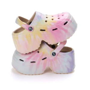 Leopard Print Platform Clogs for Women – Chunky Wedge Heel Closed-Toe Summer Sandals with Thick Sole