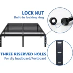 Full Size Black Metal Bed Frame with Storage ,Sturdy Steel Platform, No Box Spring Required