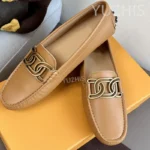 Luxury Women’s Metal Loafers , Shallow Slip-On Flat Shoes for Spring & Autumn