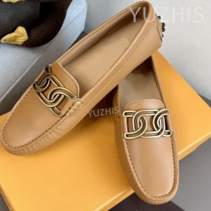 Luxury Women’s Metal Loafers , Shallow Slip-On Flat Shoes for Spring & Autumn