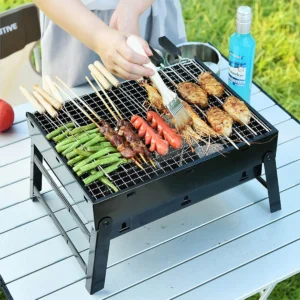Portable Stainless Steel Charcoal Grill – Mini BBQ Tool Kit for Outdoor Cooking, Camping, Picnic & Beach
