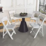 Resin Folding Chairs with Cushion , Lightweight & Comfortable Plastic Foldable Chairs for Wedding, Party, or Home Use
