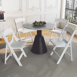 Resin Folding Chairs with Cushion , Lightweight & Comfortable Plastic Foldable Chairs for Wedding, Party, or Home Use