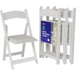 Resin Stackable Folding Chairs ,White Foldable Chairs with Cushioned Seat for Indoor & Outdoor Events ,Durable & Comfortable Party Seating