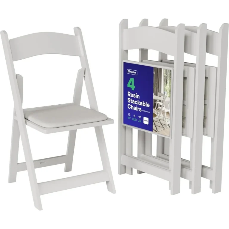 Resin Stackable Folding Chairs ,White Foldable Chairs with Cushioned Seat for Indoor & Outdoor Events ,Durable & Comfortable Party Seating