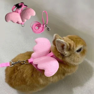 Cute Angel Wing Rabbit Harness & Leash Set , Adjustable Bunny Vest for Rabbits, Cats, Hamsters & Small Pets