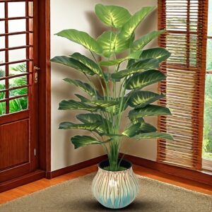 1pc Large Realistic Money Grass Leaf ,24 Wide Green Leaves | Tropical Artificial Plant for Indoor & Outdoor Decor