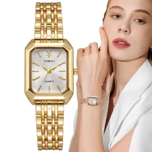 Ladies Watch Luxury Gold Square Simple Luxury Quartz Watch Fashion Stainless Steel Women’s Business Clock Dress Gift Watches