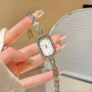 New Fashion Silver Green Shell Textured Dial Quartz Women’s Watch Elegant Small Square Ladies Wristwatch Clock Lover Gift Reloj
