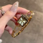 Luxury Gold Women’s Square Watch Elegant Quartz Rhinestone Wristwatch Gift