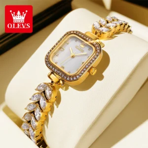 OLEVS 9987 Women’s Watch Square Dial Waterproof Quartz Watch For Women Luxury Original Elegant Ladies Wristwatch Steel Strap