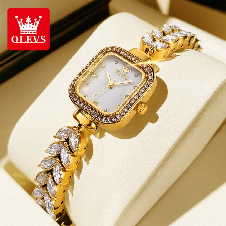 OLEVS 9987 Women’s Watch Square Dial Waterproof Quartz Watch For Women Luxury Original Elegant Ladies Wristwatch Steel Strap