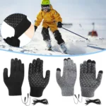 USB Heated Winter Gloves – Touchscreen Thermal Windproof Electric Knitted Gloves for Motorcycle, Cycling & Outdoor Use