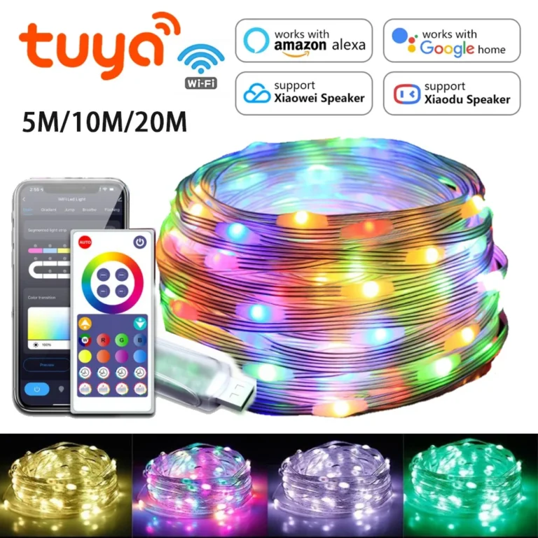 USB RGBIC Pixel String Light – 5M/10M/20M Tuya WiFi Smart Control WS2812 LED Lights with Music Sync, Waterproof for Christmas & Holiday Decor