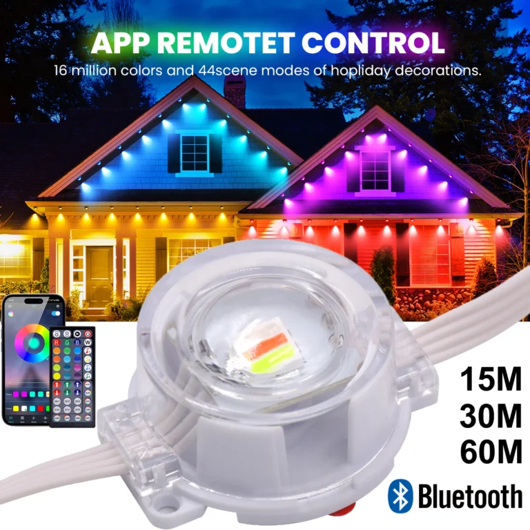 High Brightness Outdoor Eaves LED Light Kit IP67 Waterproof RGBCCT Led String With Bluetooth APP Control for Christmas Lighting