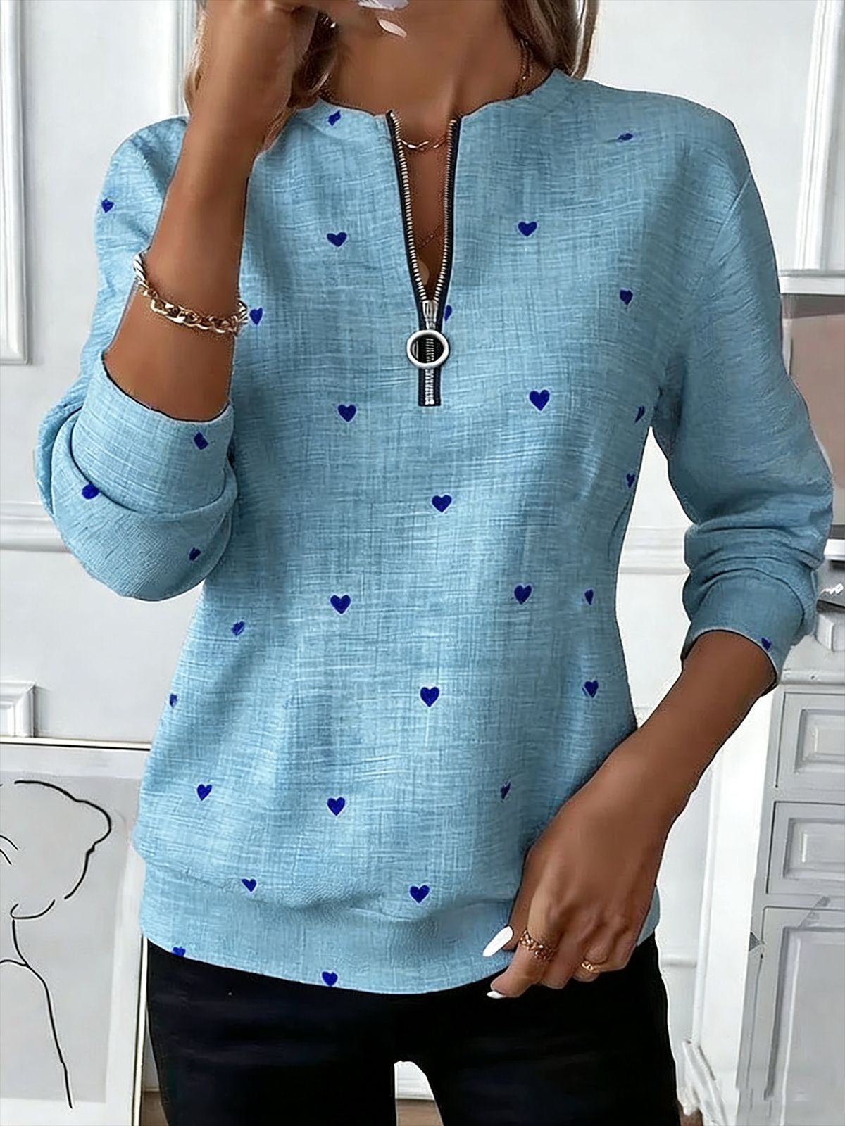 Womens Long-Sleeve Christmas-Print Sweatshirt - Image 2