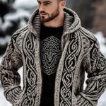 Men's Zippered Dual Pocket Casual Printed Hoodie