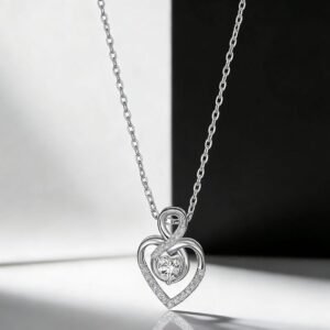 Heart Shaped Necklace For Women Clavicle Length Chain With A Heart Pendant