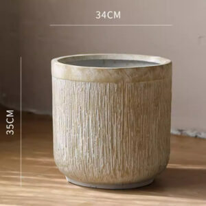 Vintage Distressed Round Magnesium Clay Flower Pot With Large Opening