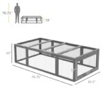 Large Wooden Rabbit Hutch Small Animal Habitat Enclosure Outdoor Run And Lockable Doors - Gray