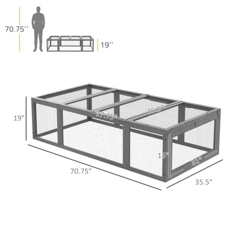 Large Wooden Rabbit Hutch Small Animal Habitat Enclosure Outdoor Run And Lockable Doors – Gray