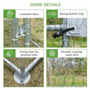 Large Chicken Coop Metal Chicken Run With Waterproof And Anti-UV Cover, Dome Shaped Walk-in Fence Cage Hen House For Outdoor And Yard Farm Use, 1Tube Diameter,