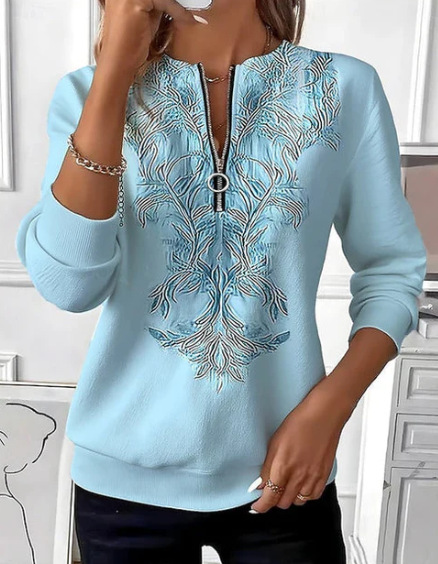 Womens Long-Sleeve Christmas-Print Sweatshirt - Image 8