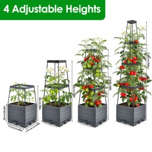 2Pack Raised Garden Bed Boxes With Trellis 56in Tomato Self-Watering Planter Box Indoor Outdoor With 4 Adjustable Heights 10 Clips 65FT Ties For Climbing Vegetables Flowers Vines